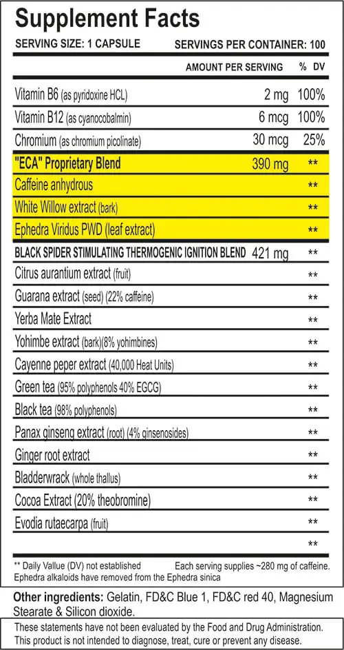 Cloma Pharma Black Spider ECA