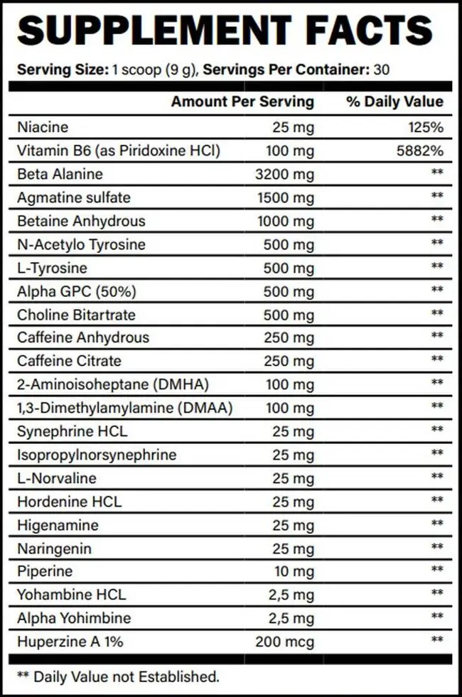 Skull Labs Angel Dust 270g v 2.0 USA supplement facts